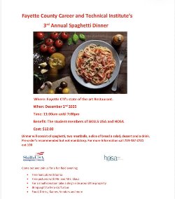 Spaghetti Dinner December 2nd from 11am to 7pm